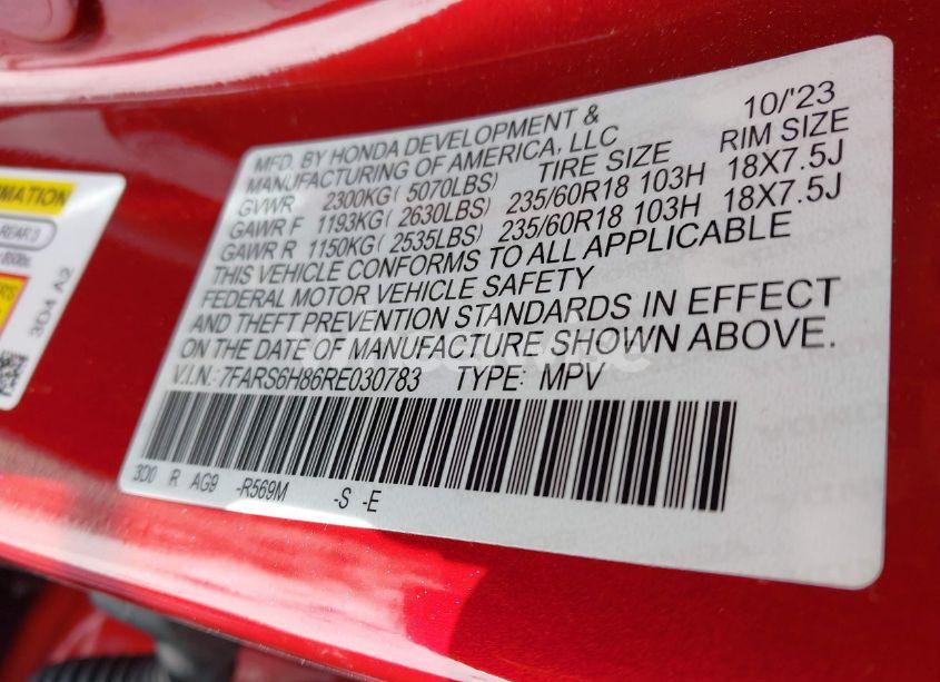 Photo 9 of 2024 Honda Cr-v HYBRID SPORT-L (VIN 7FARS6H86RE030783)