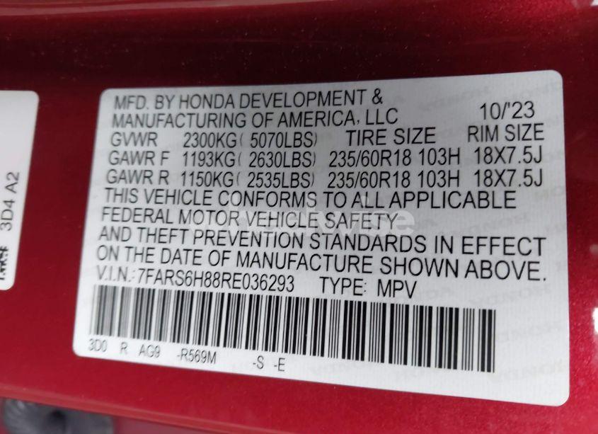 Photo 9 of 2024 Honda Cr-v HYBRID SPORT-L (VIN 7FARS6H88RE036293)