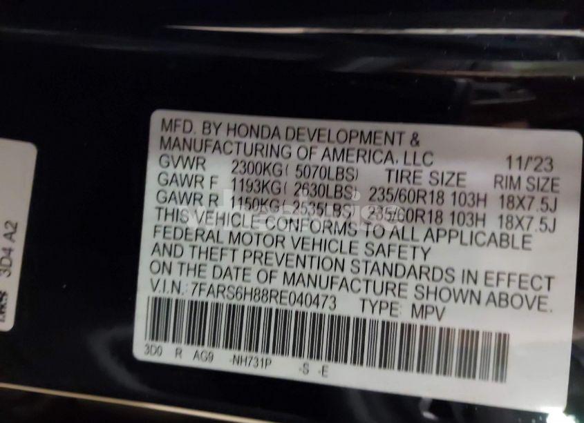 Photo 9 of 2024 Honda Cr-v HYBRID SPORT-L (VIN 7FARS6H88RE040473)