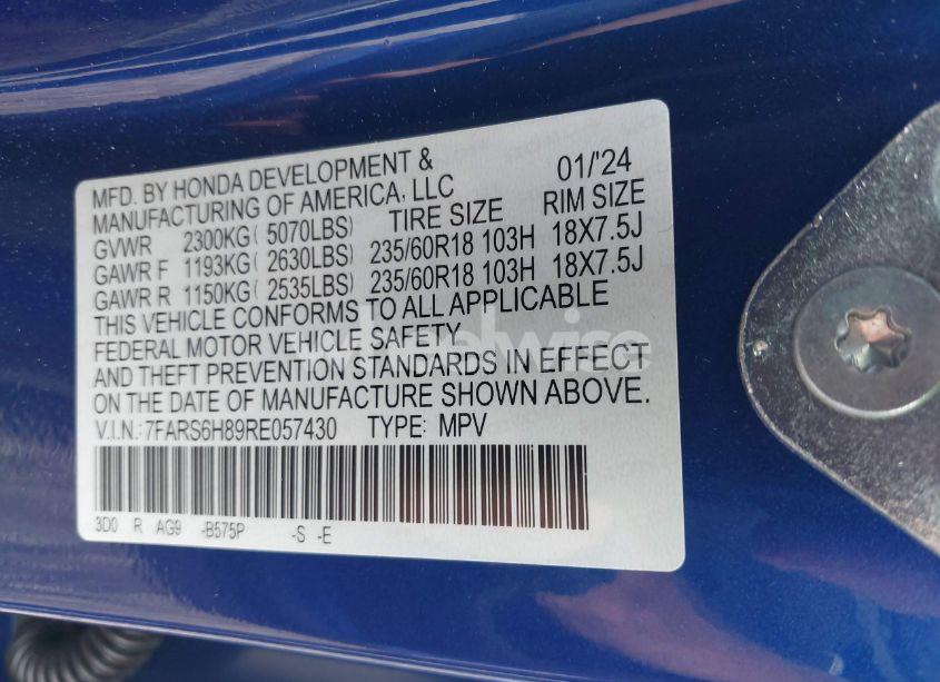 Photo 9 of 2024 Honda Cr-v HYBRID SPORT-L (VIN 7FARS6H89RE057430)