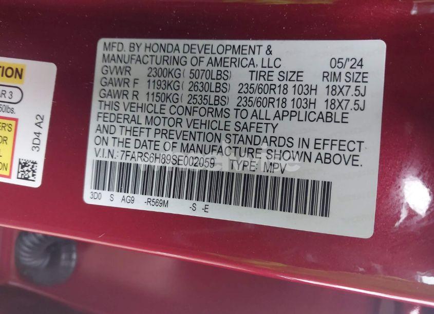 Photo 9 of 2025 Honda Cr-v HYBRID SPORT-L (VIN 7FARS6H89SE002059)