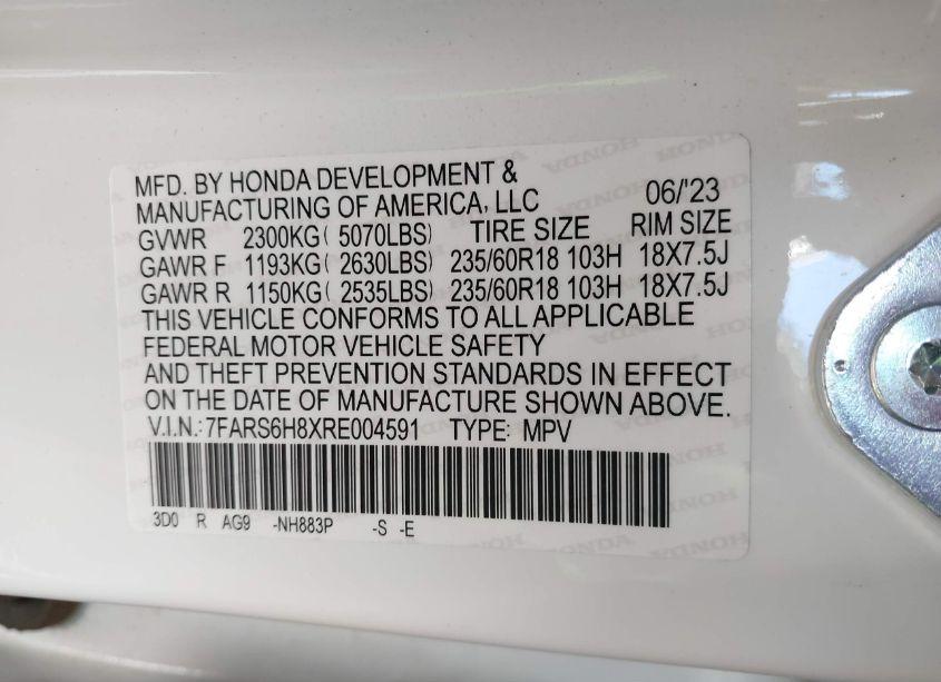 Photo 9 of 2024 Honda Cr-v HYBRID SPORT-L (VIN 7FARS6H8XRE004591)