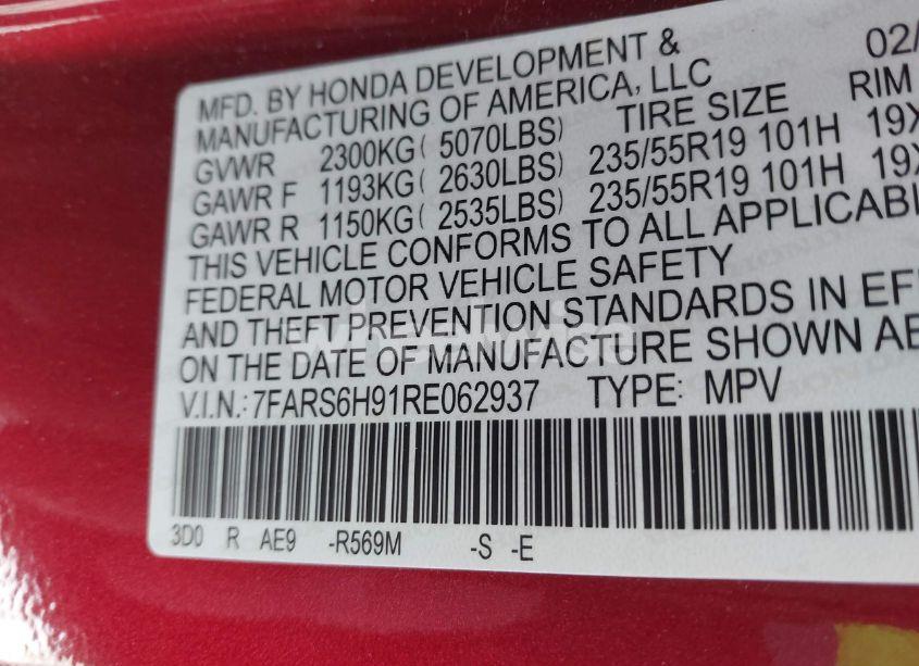 Photo 9 of 2024 Honda Cr-v HYBRID SPORT TOURING (VIN 7FARS6H91RE062937)