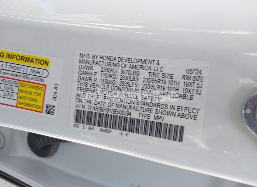 Photo 9 of 2025 Honda Cr-v HYBRID SPORT TOURING (VIN 7FARS6H91SE000394)