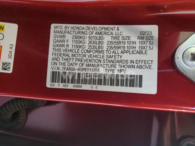 Photo 3 of 2023 HONDA CR-V SPORT TOURING (VIN 7FARS6H92PE011203)