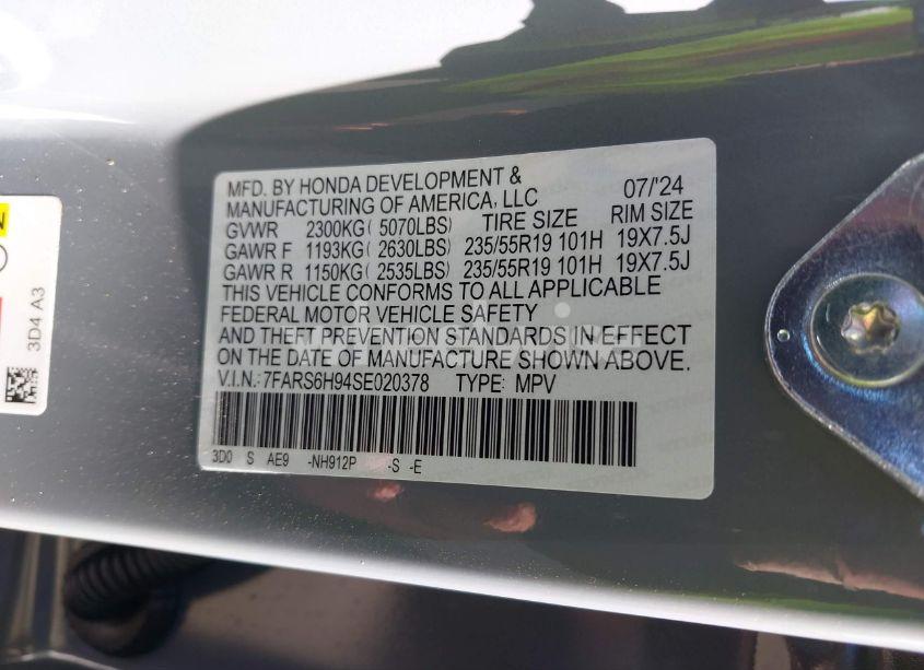 Photo 9 of 2025 Honda Cr-v HYBRID SPORT TOURING (VIN 7FARS6H94SE020378)