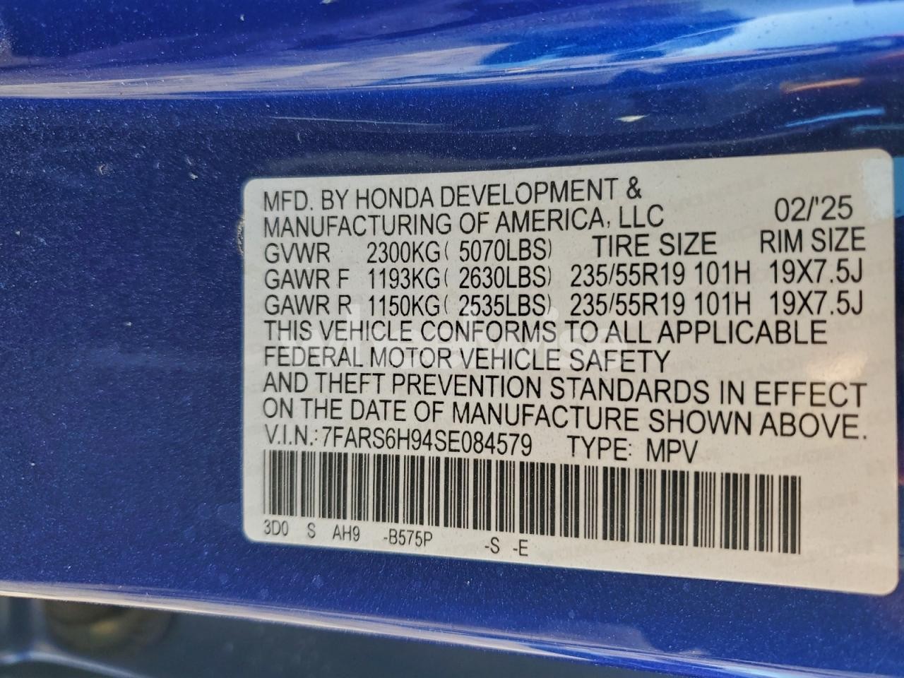 Photo 14 of 2025 HONDA CR-V SPORT TOURING (VIN 7FARS6H94SE084579)