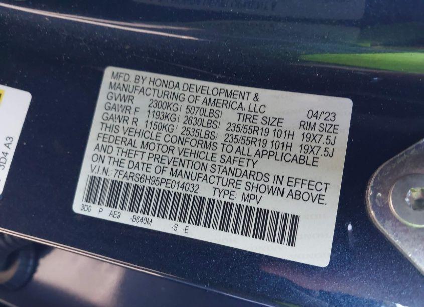 Photo 9 of 2023 Honda Cr-v HYBRID SPORT TOURING (VIN 7FARS6H95PE014032)