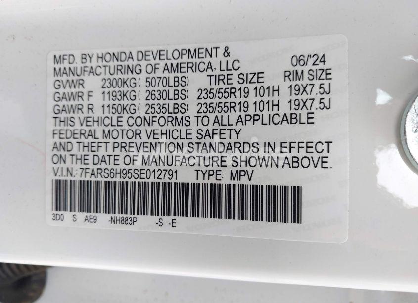 Photo 9 of 2025 Honda Cr-v HYBRID SPORT TOURING (VIN 7FARS6H95SE012791)