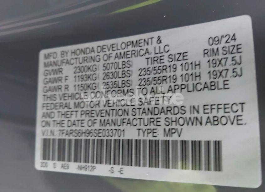 Photo 9 of 2025 Honda Cr-v HYBRID SPORT TOURING (VIN 7FARS6H96SE033701)