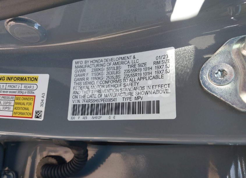Photo 9 of 2023 Honda Cr-v HYBRID SPORT TOURING (VIN 7FARS6H97PE008541)