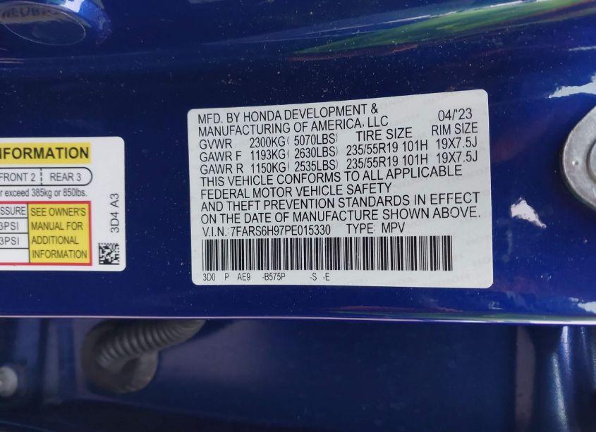 Photo 9 of 2023 Honda Cr-v HYBRID SPORT TOURING (VIN 7FARS6H97PE015330)