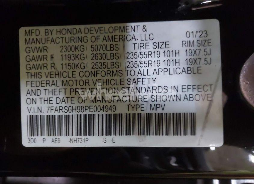 Photo 9 of 2023 Honda Cr-v HYBRID SPORT TOURING (VIN 7FARS6H98PE004949)