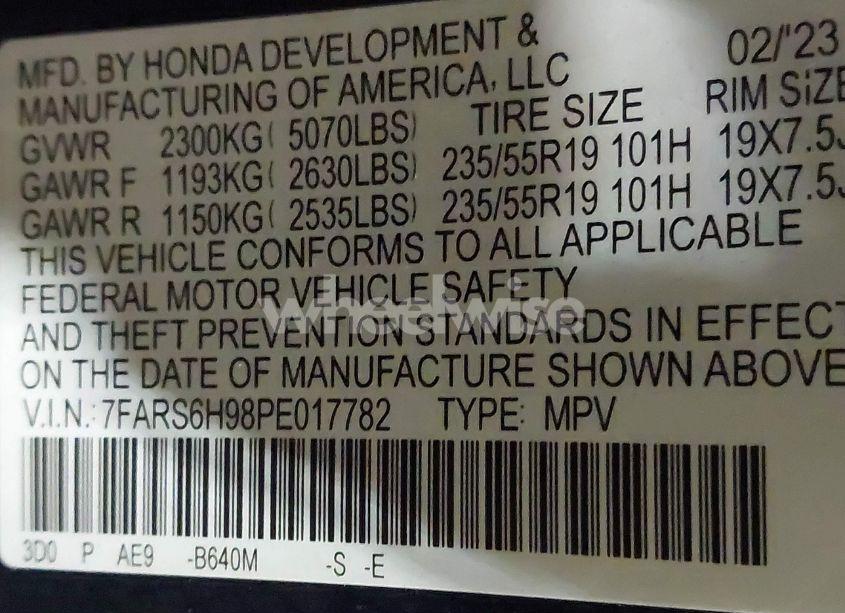 Photo 9 of 2023 Honda Cr-v HYBRID SPORT TOURING (VIN 7FARS6H98PE017782)