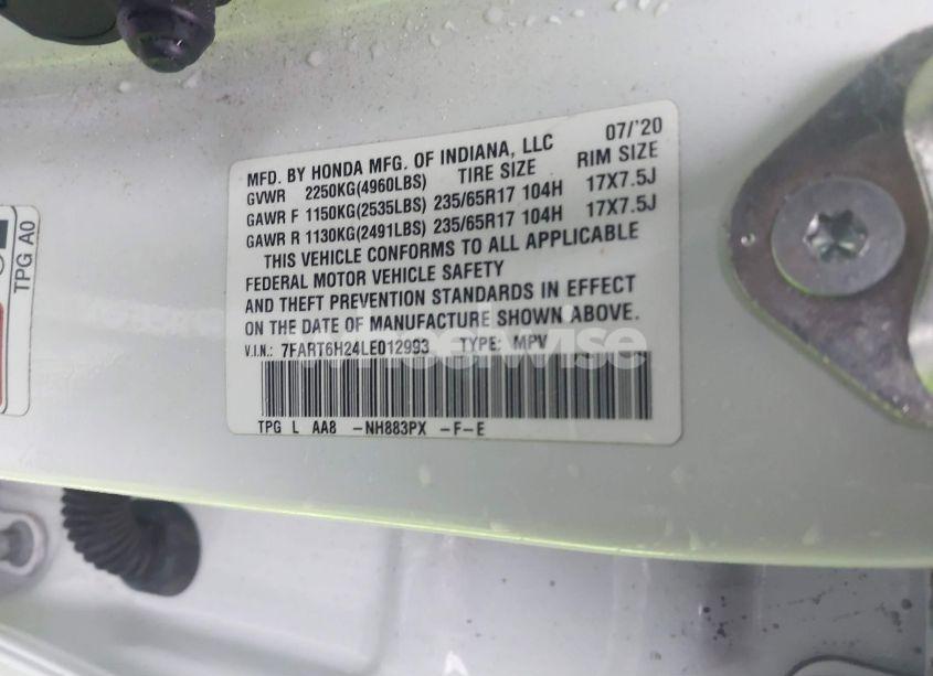 Photo 9 of 2020 Honda Cr-v HYBRID LX (VIN 7FART6H24LE012993)