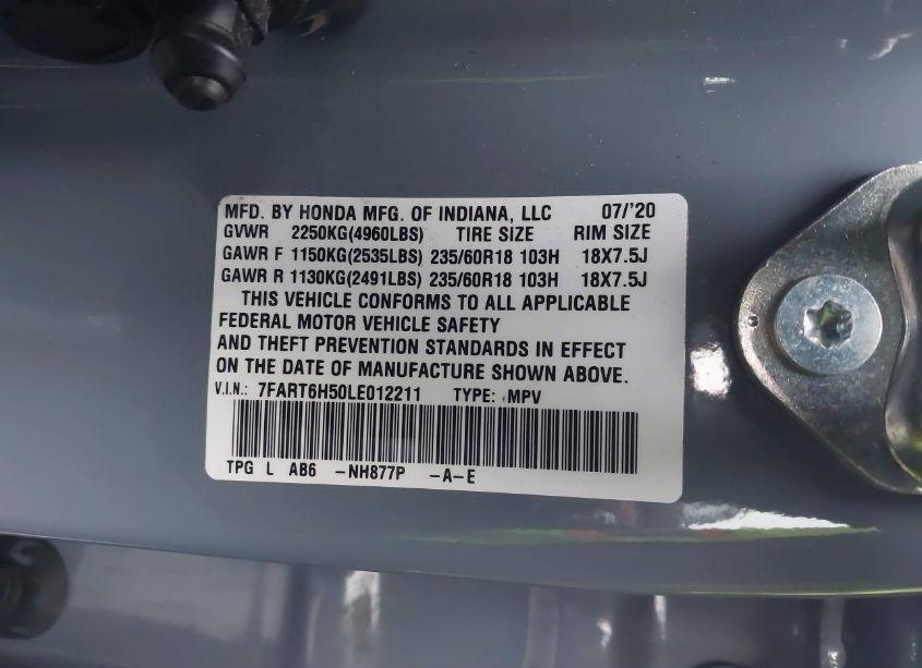 Photo 9 of 2020 Honda Cr-v HYBRID EX (VIN 7FART6H50LE012211)