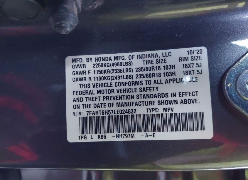 Photo 9 of 2020 Honda Cr-v HYBRID EX (VIN 7FART6H57LE024632)