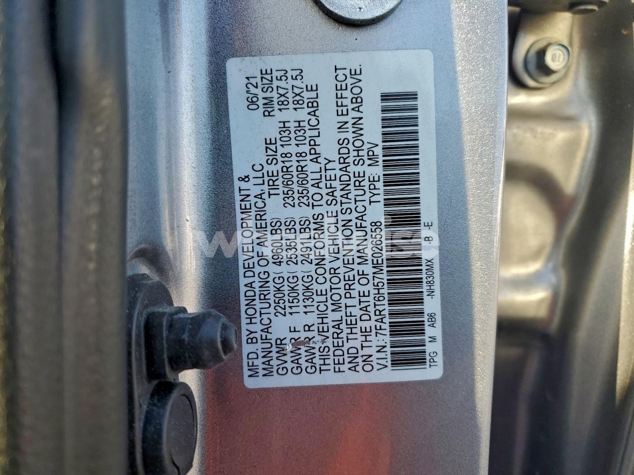 Photo 12 of 2021 HONDA CR-V EX (VIN 7FART6H57ME026558)