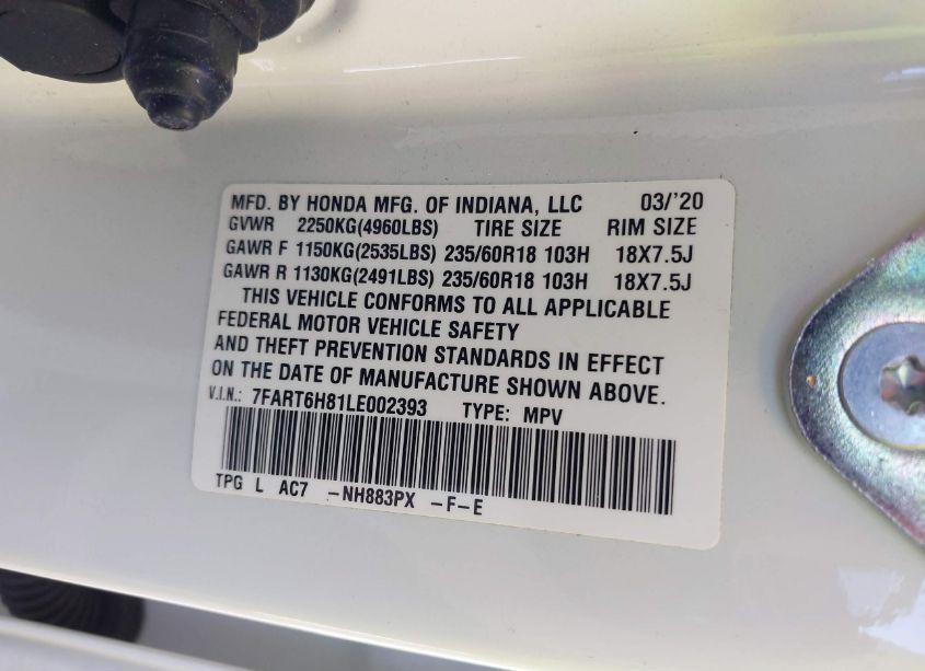 Photo 9 of 2020 Honda Cr-v HYBRID EX-L (VIN 7FART6H81LE002393)