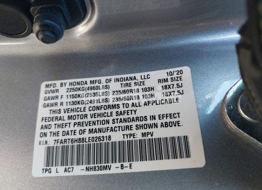 Photo 9 of 2020 Honda Cr-v HYBRID EX-L (VIN 7FART6H88LE026318)