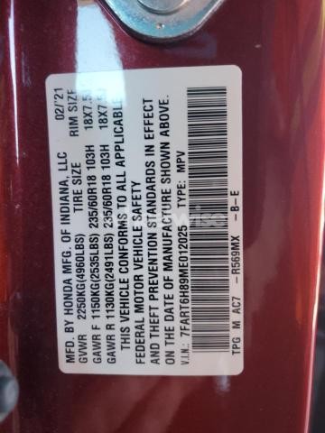 Photo 2 of 2021 HONDA CR-V EXL N/A (VIN 7FART6H89ME012025)