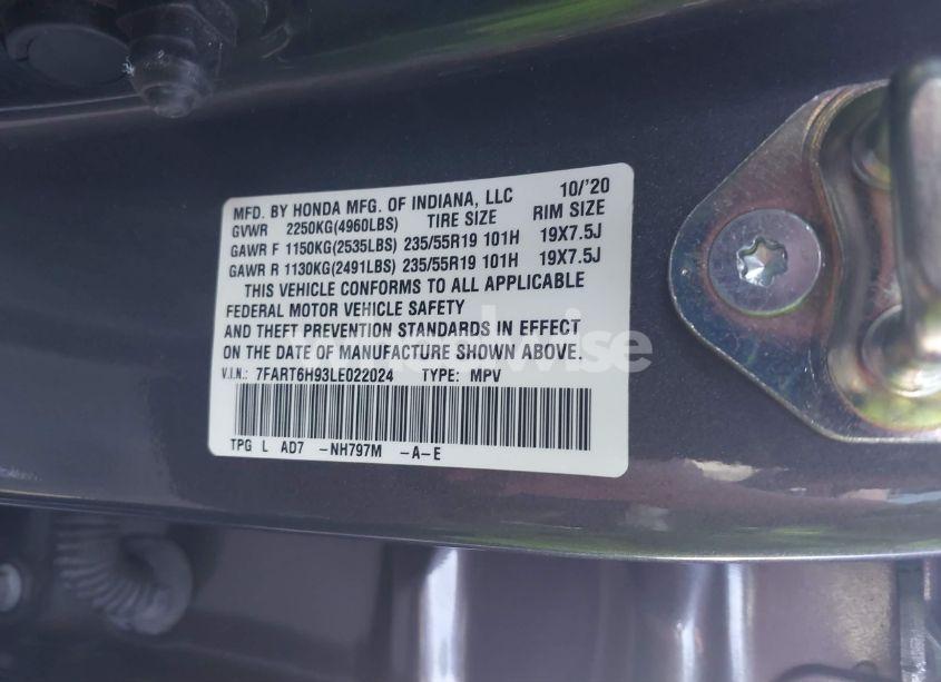 Photo 9 of 2020 Honda Cr-v HYBRID TOURING (VIN 7FART6H93LE022024)