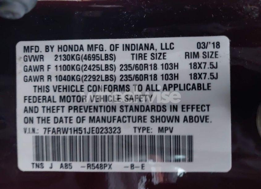 Photo 9 of 2018 Honda Cr-v EX (VIN 7FARW1H51JE023323)