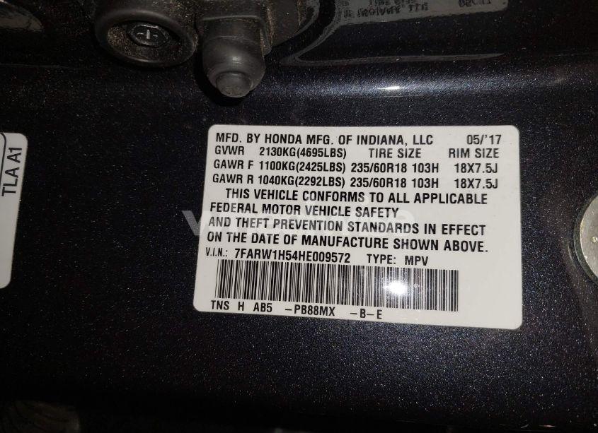 Photo 9 of 2017 Honda Cr-v EX (VIN 7FARW1H54HE009572)