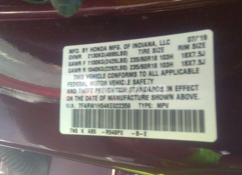 Photo 9 of 2019 Honda Cr-v EX (VIN 7FARW1H54KE022359)