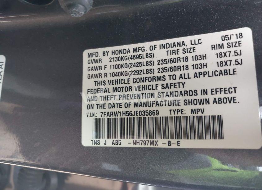 Photo 9 of 2018 Honda Cr-v EX (VIN 7FARW1H56JE035869)