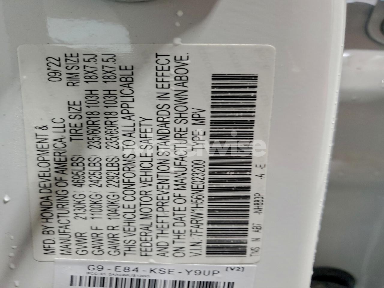 Photo 14 of 2022 HONDA CR-V EX (VIN 7FARW1H56NE023209)