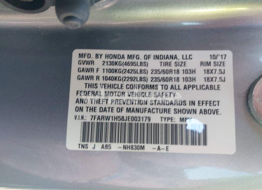 Photo 9 of 2018 Honda Cr-v EX (VIN 7FARW1H58JE003179)