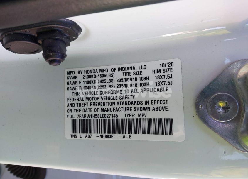 Photo 9 of 2020 Honda Cr-v 2WD EX (VIN 7FARW1H58LE027145)