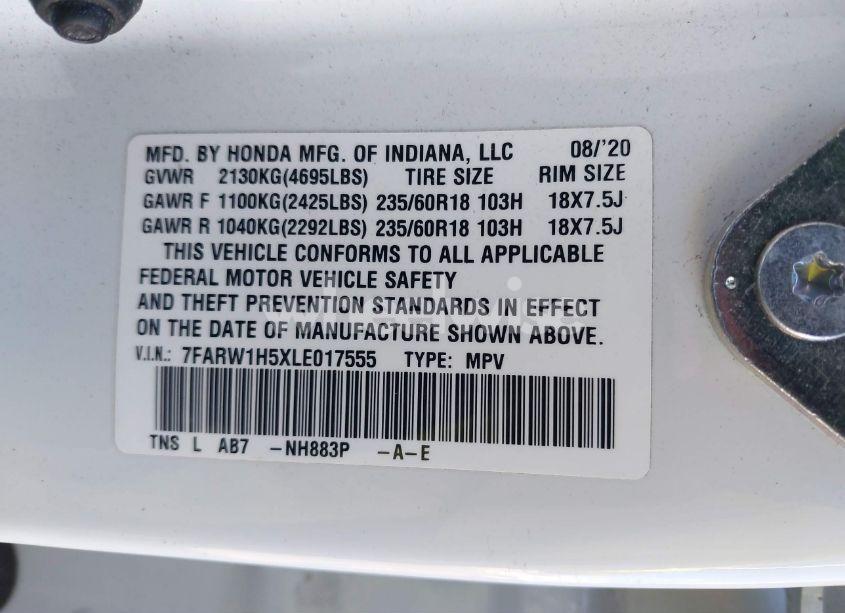 Photo 9 of 2020 Honda Cr-v 2WD EX (VIN 7FARW1H5XLE017555)