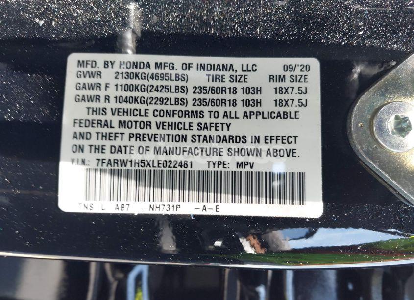 Photo 9 of 2020 Honda Cr-v 2WD EX (VIN 7FARW1H5XLE022481)