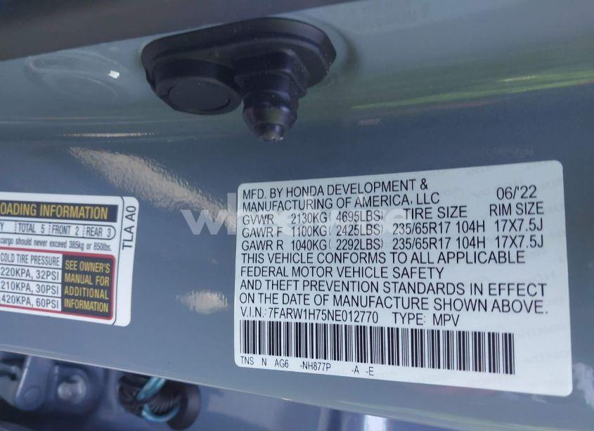 Photo 9 of 2022 Honda Cr-v 2WD SPECIAL EDITION (VIN 7FARW1H75NE012770)