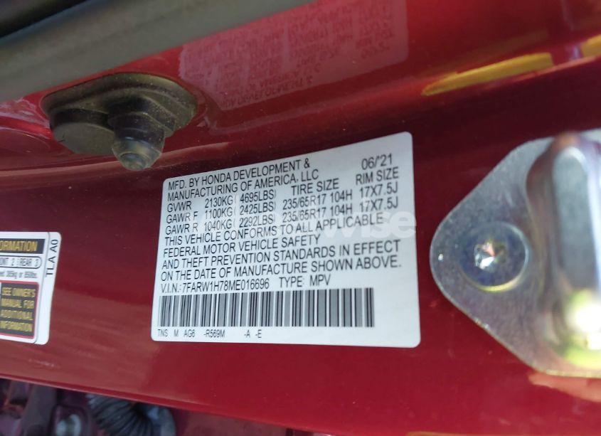 Photo 9 of 2021 Honda Cr-v 2WD SPECIAL EDITION (VIN 7FARW1H78ME016696)