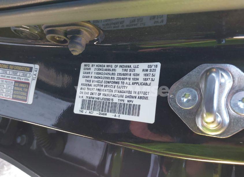 Photo 9 of 2018 Honda Cr-v EX-L/EX-L NAVI (VIN 7FARW1H81JE028015)