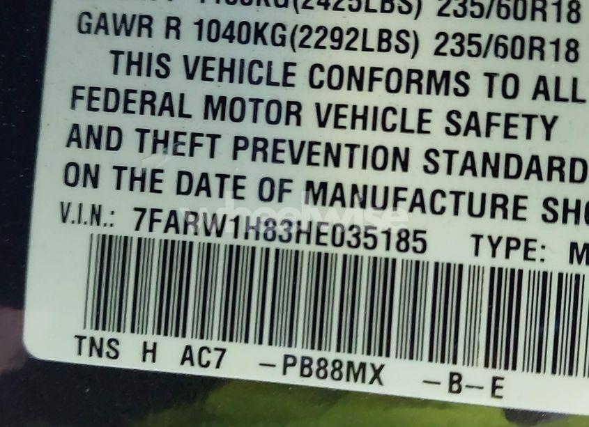 Photo 9 of 2017 Honda Cr-v EX-L/EX-L NAVI (VIN 7FARW1H83HE035185)