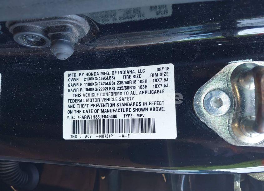 Photo 9 of 2018 Honda Cr-v EX-L/EX-L NAVI (VIN 7FARW1H83JE045480)