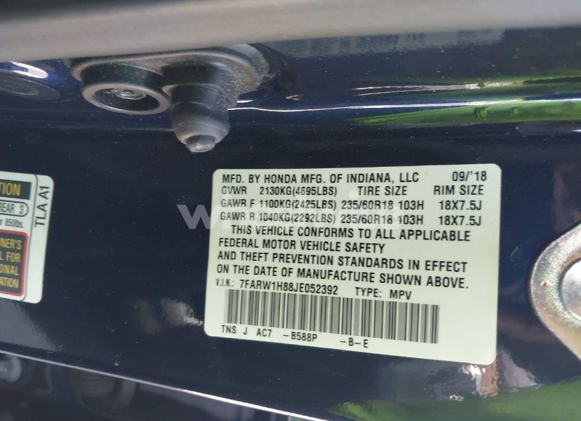 Photo 9 of 2018 Honda Cr-v EX-L/EX-L NAVI (VIN 7FARW1H88JE052392)