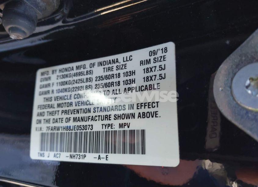 Photo 9 of 2018 Honda Cr-v EX-L/EX-L NAVI (VIN 7FARW1H88JE053073)