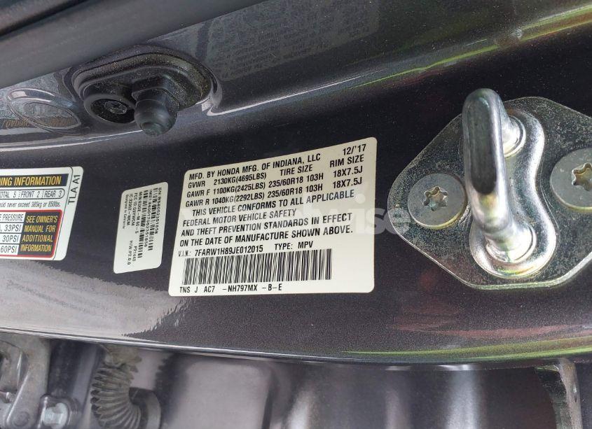 Photo 9 of 2018 Honda Cr-v EX-L/EX-L NAVI (VIN 7FARW1H89JE012015)