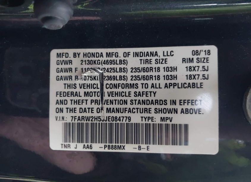 Photo 9 of 2018 Honda Cr-v EX (VIN 7FARW2H50JE084779)