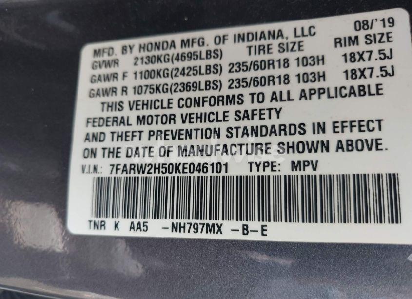 Photo 9 of 2019 Honda Cr-v EX (VIN 7FARW2H50KE046101)
