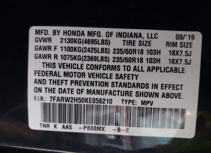 Photo 9 of 2019 Honda Cr-v EX (VIN 7FARW2H50KE056210)