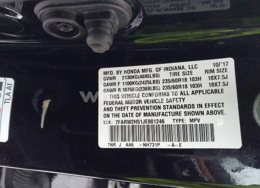 Photo 9 of 2018 Honda Cr-v EX (VIN 7FARW2H51JE001246)