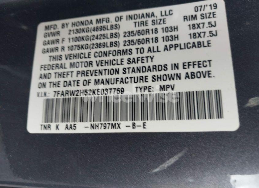 Photo 9 of 2019 Honda Cr-v EX (VIN 7FARW2H52KE037769)