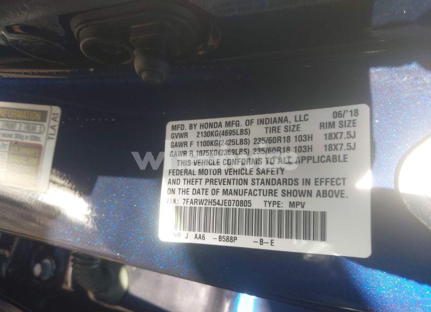 Photo 9 of 2018 Honda Cr-v EX (VIN 7FARW2H54JE070805)