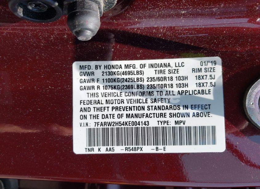 Photo 9 of 2019 Honda Cr-v EX (VIN 7FARW2H54KE004143)